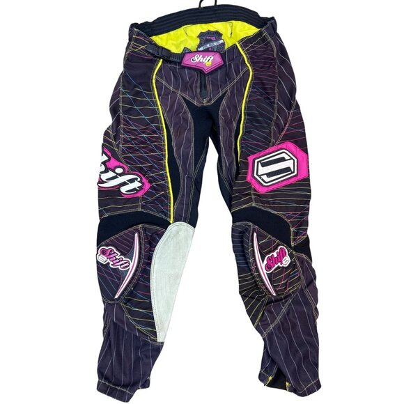 Shift by Fox Racing Motocross Pants Women’s Size 6 Leather Patch Black Pink - Picture 1 of 16